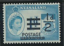 Nyasaland SG 188  SC# 112  MH   Revenue Stamp Opt POSTAGE  see details 