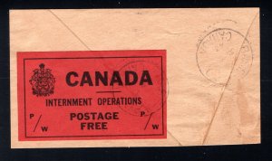 van Dam PWF2a, Very Nice 1941 Prisoner Of War Frank on piece of Envelope, Canada