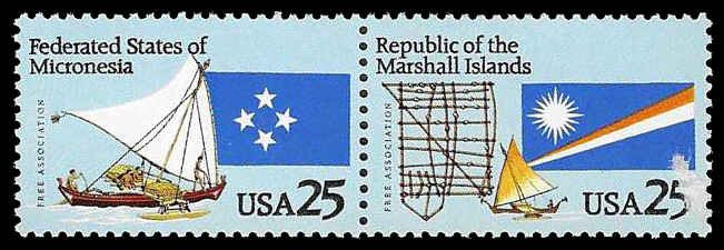 PCBstamps   US #2506/2507a Pair 50c(2x25c)Micronesia & Marshall Is, MNH, (17)