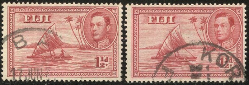 FIJI Sc 119,132 Used VF Man in Canoe & just Canoe, SG 251-252