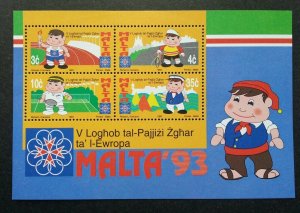 Malta Small States Of Europe Games 1993 Bicycle Sport Tennis Running (ms) MNH