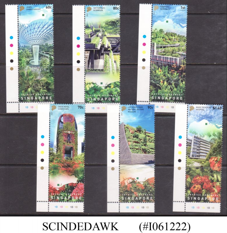 SINGAPORE - 2021 SKYLINE GREENERY - 6V - TRAFFIC LIGHT MINT NH