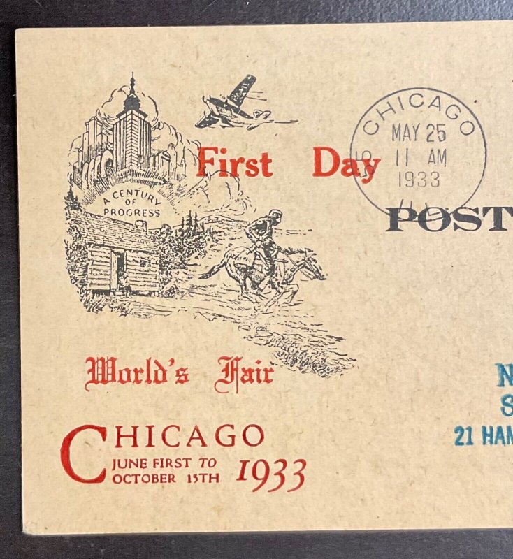 728 Linprint Card Cachet 1933 Chicago IL Century of Progress World's Fair 5b