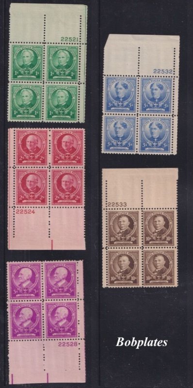 Bobplates #859-93 Famous American Set Plate Blocks F-VF MNH SCV=$245.7