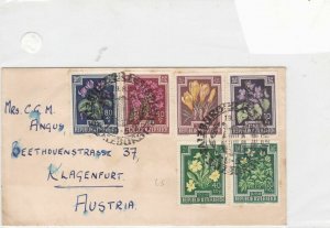 austria 1952 assorted flowers stamps cover ref 21223