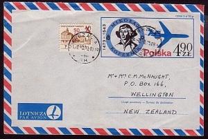 POLAND 1973 4.90z Copernicus stationery envelope used to New Zealand.....32979