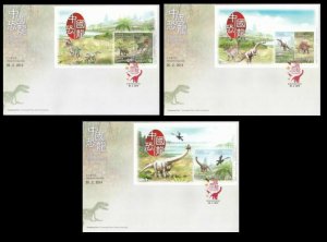 Hong Kong 2014 Chinese Dinosaurs Animal Fauna (Booklet MS FDC 3's)