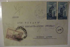 ARGENTINA REGULAR STAMP USED AS POSTAGE DUE 1952 FROM ITALY