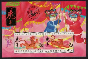 Christmas Is. Chinese New Year of the Tiger MS 1998 MNH SG#MS442