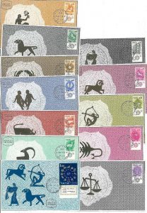 18033 - ISRAEL - Postal History - Set of 12 MAXIMUM CARD astrology ZODIAC 1981-