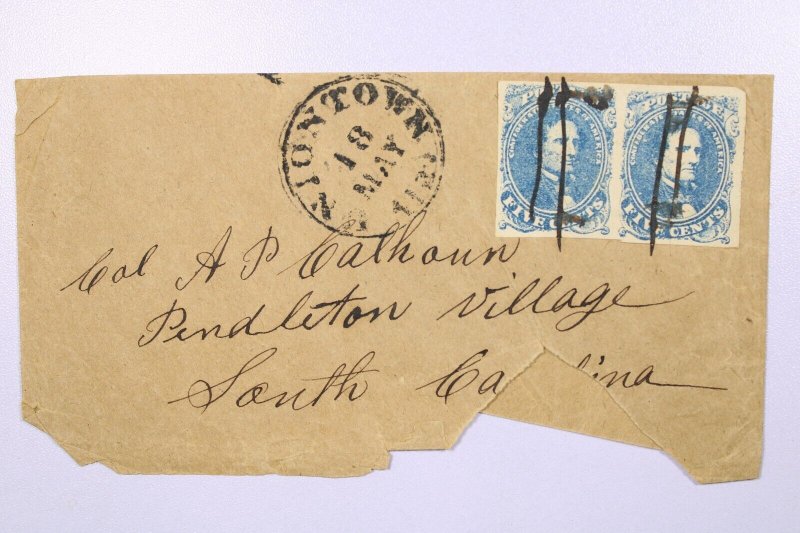 CSA - 1862 Uniontown ALA Canceled Cover / #1 Pair - L38880