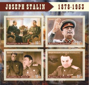 Stamps. Faamous People Joseph Stalin 2022 year Burundi 1+1 sheet perforated