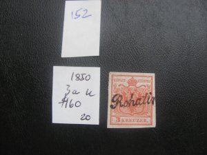 AUSTRIA 1850 USED SC 3a SINGLE XF $160(152)