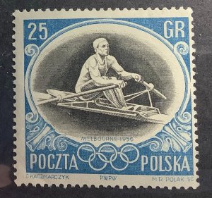 Poland 1956 Scott 752 MNH - 25gr, Olympic Games Melbourne, Australia ; Rowing