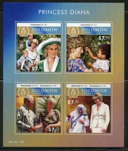 SOLOMON ISLANDS 2015 PRINCESS DIANA MANDELA TERESA HARRY & WILLIAM SHEET IMPERF