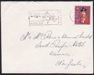 FIJI 1967 cover to NZ - Suva holiday slogan - fishing etc..................B3823