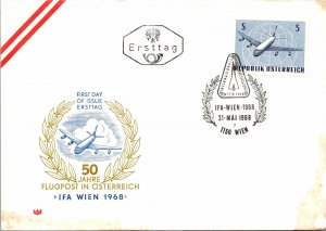 Austria FDC 1968 - 50 years of Airmail - Vienna - F29437