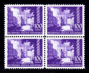 Croatia - Scott #48 - Blk/4 - MNH - Indentation LL stamp, gum bumps - SCV $21