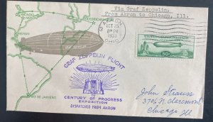 1933 Akron OH USA LZ 127 Graf Zeppelin Flight cover To Century Of Progress #C18