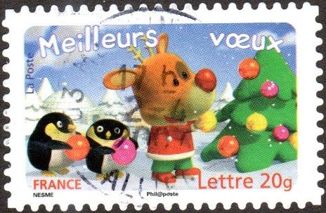 France 3264 - Used - (54c) Christmas Tree /Reindeer / Penguins (2006) (cv $3.30)