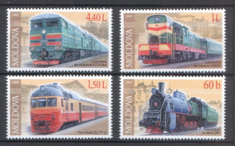 Moldova 2005 Locomotives Trains / Railroads 4 MNH stamps