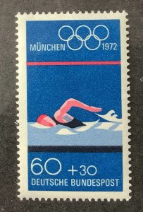 Germany 1972 Scott B488 MNH - 60 +30pf, Swimming, Olympic Games, Munich