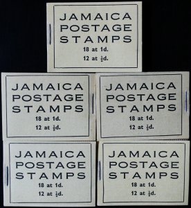 Jamaica Stamps # 148-9 Lot of 5 Rare Intact Booklets Scott Value $475.00