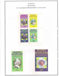 SCOTLAND - STAFFA - 1985 - Queen Mother - Perf 4v,Souvenir, De Luxe Sheets - MLH