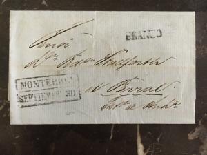 1863 Monterrey Mexico Stampless Letter sheet Cover To Parral Chihuahua