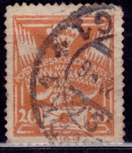 Czechoslovakia, 1920-25, Carrier Pigeon with Letter, 20h, sc#84, used