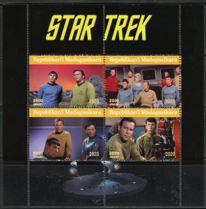 Madagascar 2020: Star Trek sheet of four mint never hinged