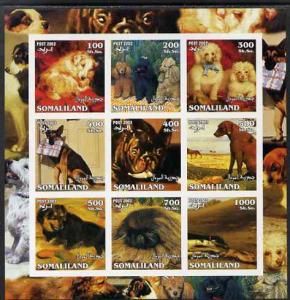 Somaliland 2002 Dogs imperf sheetlet containing 9 values ...