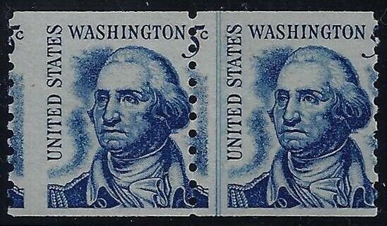 1304 - 5c Misperf Error / EFO L/P Line Pair Washington Mint NH