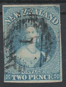 NEW ZEALAND 1857 QV CHALON 2D IMPERF NO WMK USED 