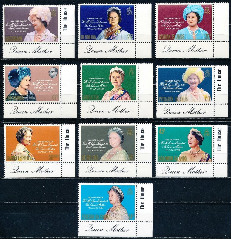 Queen Mother 80th Birthday 1980 Collection - Group of 10 MNH