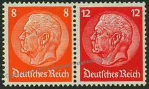 Germany 1933 Hindenburg Michel W46 MH Wmk Net Se-Tenant Zusammendruck 53297