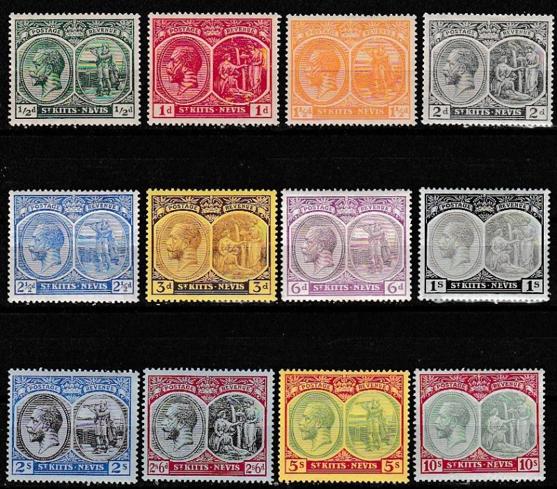 St Kitts-Nevis 1920-2 Scott 24-35 KIng Geo V MHR short set nr 36