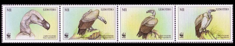 Lesotho WWF Cape Vulture Birds Strip of 4v SG#1378-1381 MI#1276-1279 SC#1091 a-d