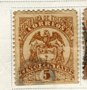 COLOMBIA; 1892 early classic Eagle type fine used 5c. value