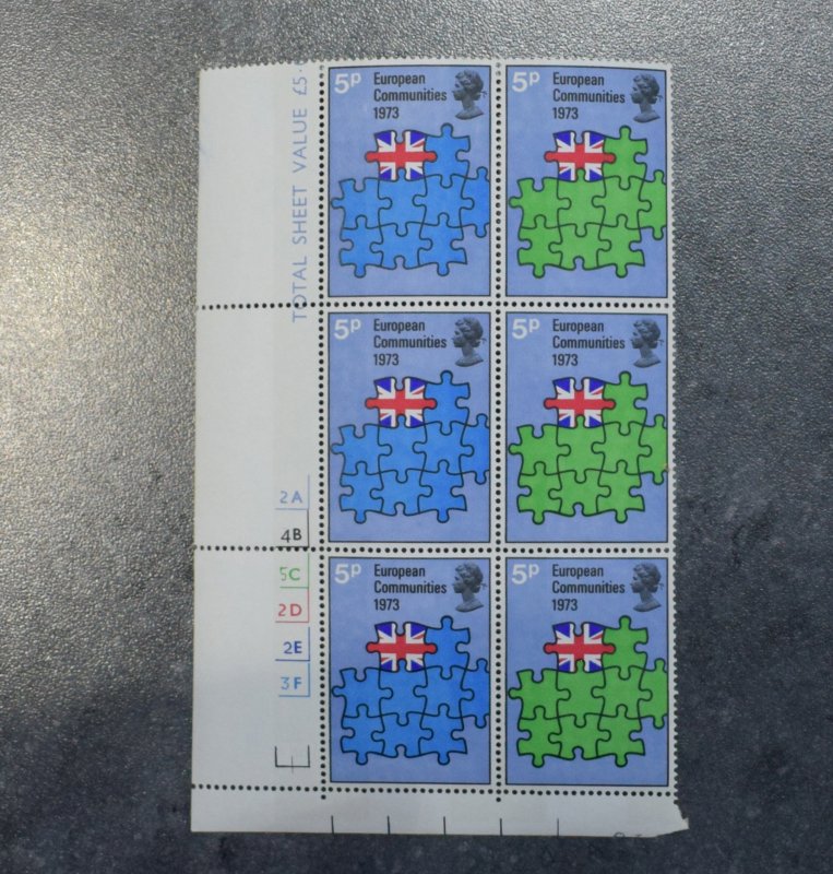 GB Stamps 1973   SG687a      Cylinder Block 2A   1x6   MNH    2 ~~L@@K~~
