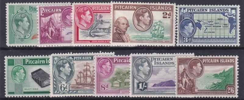 PITCAIRN ISLANDS  1940  S G 1 - 8  SET OF 10  MH CAT £75 NO3