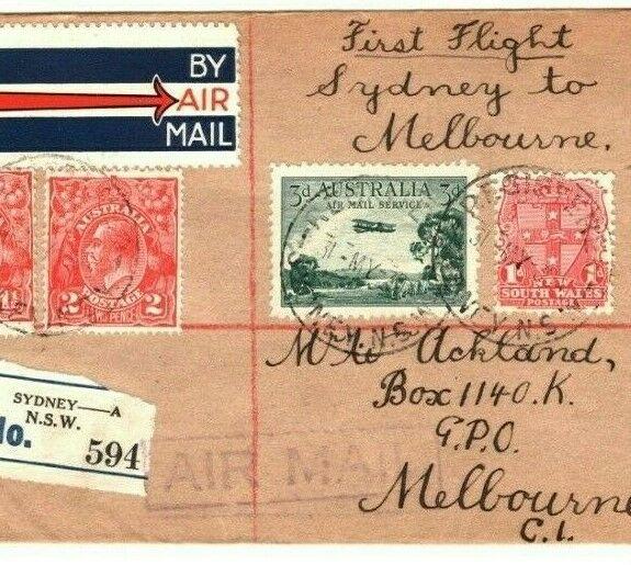 AUSTRALIA Air Mail First Flight Cover Sydney Melbourne 1930 {samwells} PA30