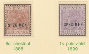 NEVIS 1888 QV Crown CA  SPECIMEN   set of 2