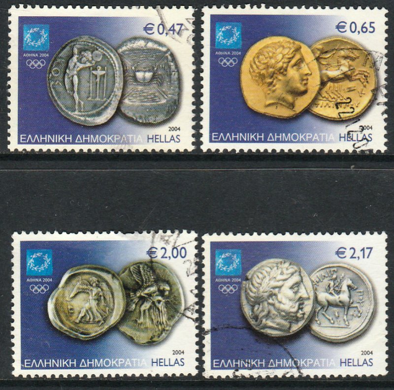 GREECE 2113-2116, OLYMPIC COINS, USED. F-VF. (429)