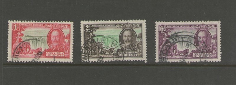 Rhodesia 1935 Silver Jubilee Sc 33,34,36 FU