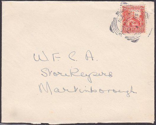 NEW ZEALAND 1945 cover HINAKURA squared circle pmk..........................2715