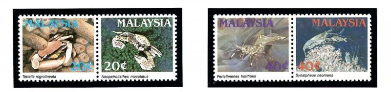 Malaysia 392a-94a MNH 1989 Crustaceans