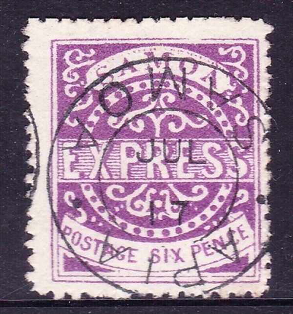 SAMOA 1877 6 Pence Express Bright Violet SG6 Type 11 Used