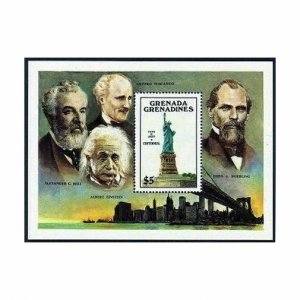 Grenada Gren 731,MNH.Michel Bl.104. Statue of Liberty-100,1986.Famous emigrants.