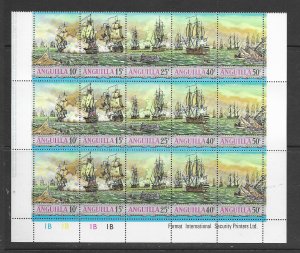 Anguilla 131a MNH strips of 5 x 3, f-vf, see desc. 2020 CV$ 24.75